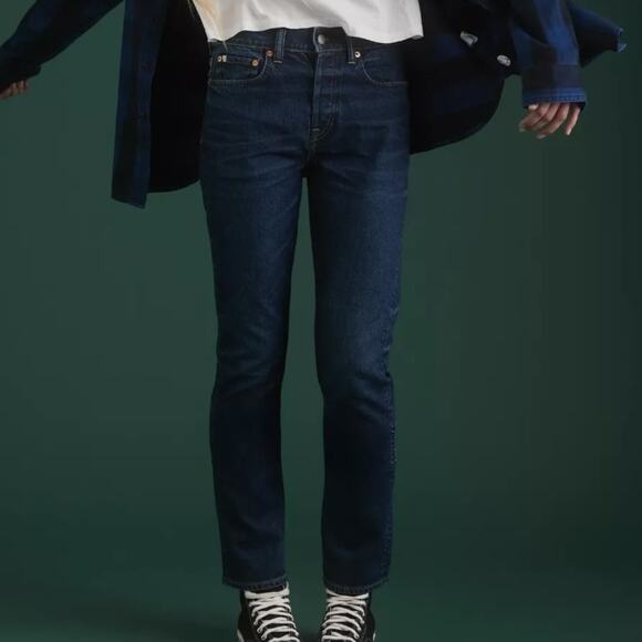 American Eagle AE77 Premium Straight Crop Jeans Sz 4 Button Fly Organic Cotton - Picture 2 of 16